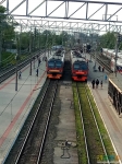 Республика Карелия.г.Петрозаводск. Железнодорожный вокзал.Электропоезда на путях.