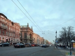 Невский проспект. Вид от Гостиного двора на магазин Елисеевых.