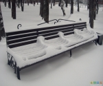 Как интересно намело снега на скамейку!