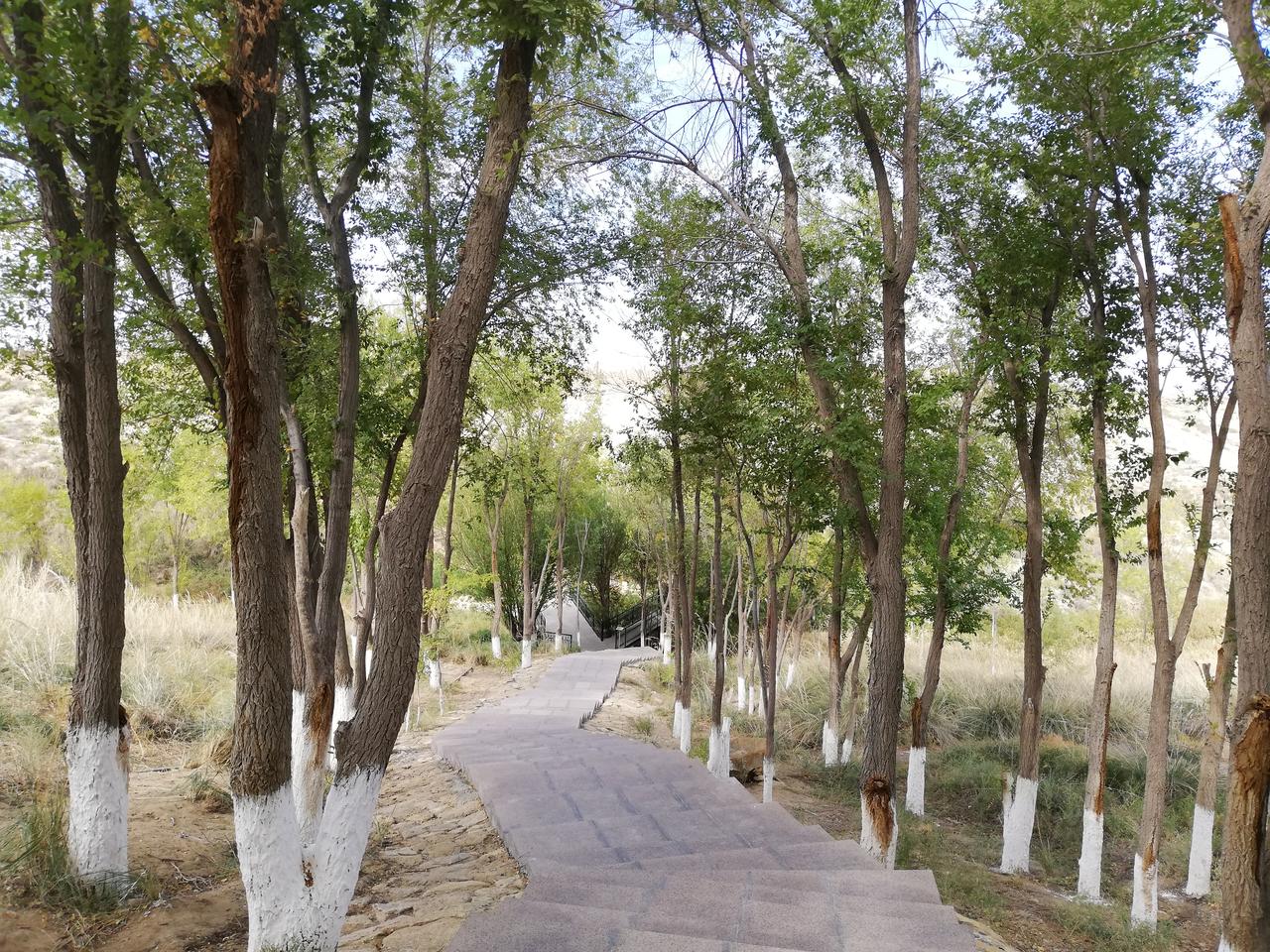 спуск от новой мечети к мечтеи вырубленной в скале Бекет-Атой