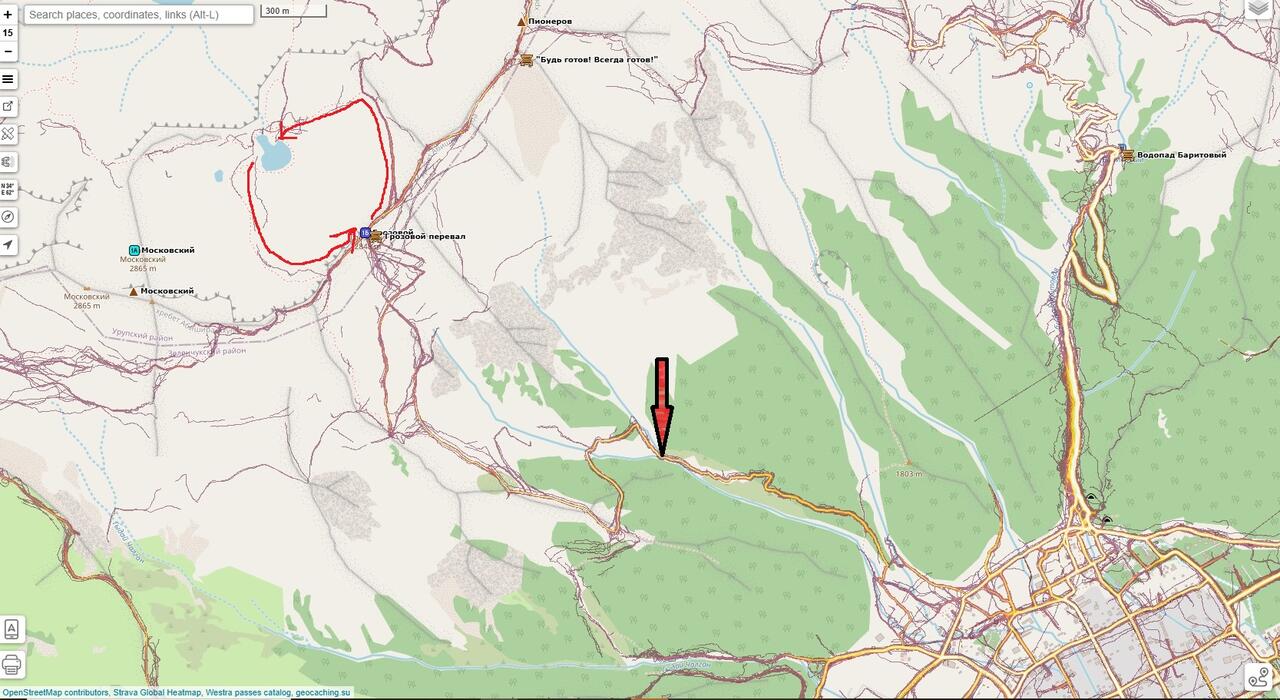 Маршрут к Грозовому перевалу и варианты спуска/подъема к озеру Медвежьему