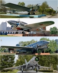 Памятники самолетам Р-6, Ил-4, Ли-2, Су-17 на территории завода