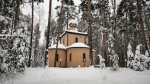 Храм в зимнем лесу 