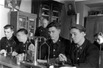 Гагарин - первый слева. Кабинет физики